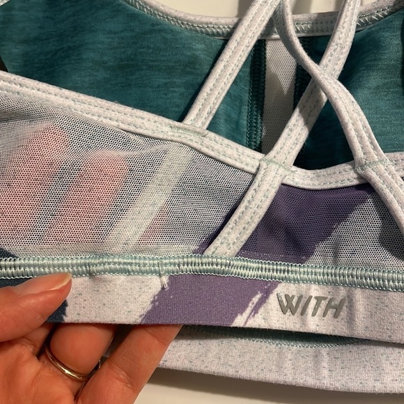 Peloton x WITH White, Teal, Purple Sports Bra Size Medium - Picture 6 of 8